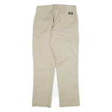 DICKIES Mens Cotton Blend Beige Regular Fit Straight Leg Trousers W30 L28