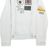 LEVI'S Womens White Cotton Denim Patchwork Button Jacket S Trendy Casual