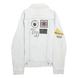 LEVI'S Womens White Cotton Denim Patchwork Button Jacket S Trendy Casual