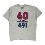 Age 60 Fruit Of The Loom Single Stitch T-Shirt - 2XL Grey Cotton Blend