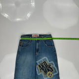 Akademiks Graphic Jeans - 28W 30L Blue Cotton