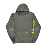 Carhartt Spellout Hoodie - XL Grey Cotton Blend