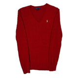 Ralph Lauren Cable Knit Sweater - Medium Red Cotton