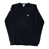 Vintage Champion Spellout Long Sleeve T-Shirt - Large Black Cotton