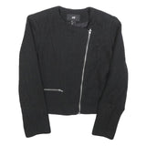 H&M Womens Black Zip Jacket XS Polyester Blend Plain Lightweight Elegant