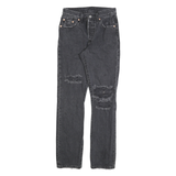 LEVI'S 501 Womens Jeans Black Regular Straight Denim Medium W24 L30 Distressed