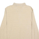 NAUTICA Mens Beige Long Sleeve Plain L Cotton Blend Polo Shirt Classic Fit