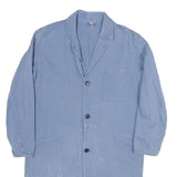 Mens Blue Cotton Button Jacket M Long Sleeve Classic Fit Plain Casual Workwear