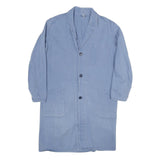 Mens Blue Cotton Button Jacket M Long Sleeve Classic Fit Plain Casual Workwear