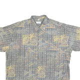 CANDA Mens Grey Printed Short Sleeve Shirt XL Polyester Blend Casual Summer