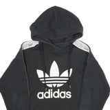 ADIDAS Womens Black Hoodie UK 6 Cotton Blend Logo Print Pullover Hooded