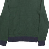 POLO RALPH LAUREN Mens Green & Navy Shawl Collar Patterned Jumper Crew Neck