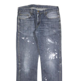 CARHARTT Mens Regular Fit Blue Denim Jeans W32 L34 Paint Splatter Style