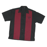 HARD ROCK CAFE Mens Black & Maroon Bowling Shirt M Vintage Logo Print