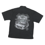 HARD ROCK CAFE Mens Black & Maroon Bowling Shirt M Vintage Logo Print
