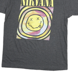 NIRVANA Mens Grey Tie Dye Graphic T-Shirt L Short Sleeve Crew Neck Band