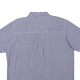CHAPS Mens Blue Check Shirt L Short Sleeve Button Down Casual Cotton Blend