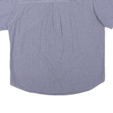 CHAPS Mens Blue Check Shirt L Short Sleeve Button Down Casual Cotton Blend