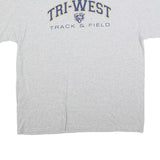 GILDAN Mens Grey Tri-West Track & Field Graphic T-Shirt XL Short Sleeve Crew