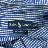 Ralph Lauren Checked Short Sleeve Shirt - XL Blue Cotton