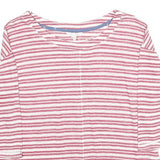 WHITE STUFF Womens Pink & White Striped Basic Long Sleeve Round Neck Top UK 8