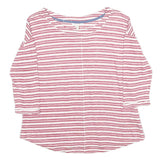 WHITE STUFF Womens Pink & White Striped Basic Long Sleeve Round Neck Top UK 8
