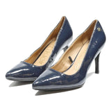CALVIN KLEIN Womens Navy Blue Leather Pointed Toe Court Heels UK 5 Stylish