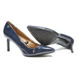 CALVIN KLEIN Womens Navy Blue Leather Pointed Toe Court Heels UK 5 Stylish