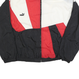 PUMA Mens Black & Red White Colourblock Zip Jacket L Polyester Sporty Casual