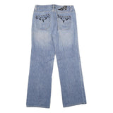 BLANC Womens Regular Light Blue Denim Straight Jeans W30 L28 Beaded Detail