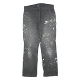 DICKIES Mens Cotton Blend Black Regular Straight Trousers W34 L32 Workwear