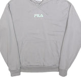 FILA Mens Grey Logo Pullover Hoodie S Cotton Blend Casual Sportswear