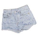 LEVI'S Womens Light Blue Denim Casual Shorts M W26 Peanuts Print Relaxed