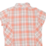 COLUMBIA Womens Peach & White Check Shirt L Short Sleeve Button Casual Summer