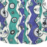 DONNA ROMONA Womens Blue & Green Printed Shirt Long Sleeve Collared L Relaxed