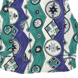 DONNA ROMONA Womens Blue & Green Printed Shirt Long Sleeve Collared L Relaxed