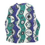 DONNA ROMONA Womens Blue & Green Printed Shirt Long Sleeve Collared L Relaxed