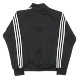 ADIDAS Mens Black White Track Jacket S Polyester Plain Sportswear Casual Zip