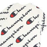 CHAMPION Mens White Black & Red Graphic T-Shirt L Short Sleeve Crew Neck Logo