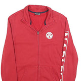 NAPAPIJRI Mens Red Jacket S Cotton Blend Plain Logo Zip Front Casual