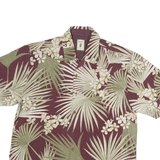JAMAICA JAXX Mens Maroon & Beige Floral Cotton Shirt M Casual Beachwear