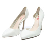 BATA Womens White Leather Heel Shoes UK 5 Classic Pointed Toe Elegant