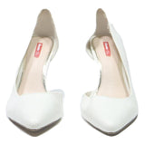 BATA Womens White Leather Heel Shoes UK 5 Classic Pointed Toe Elegant