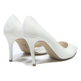 BATA Womens White Leather Heel Shoes UK 5 Classic Pointed Toe Elegant