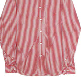 NAUTICA Mens Red & White Stripe Cotton Blend Shirt S Classic Fit Long Sleeve