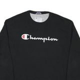 CHAMPION Mens Black Crew Neck XL Logo Print Cotton Blend Sweatshirt