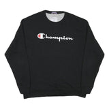 CHAMPION Mens Black Crew Neck XL Logo Print Cotton Blend Sweatshirt