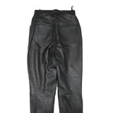 Womens Black Slim Leather Trousers Zip W25 L30 Stylish Fitted Pants