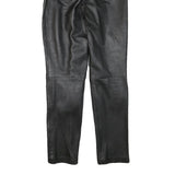 Womens Black Slim Leather Trousers Zip W25 L30 Stylish Fitted Pants