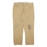CARHARTT Mens Cotton Blend Beige Relaxed Straight Trousers W38 L29 Workwear Zip
